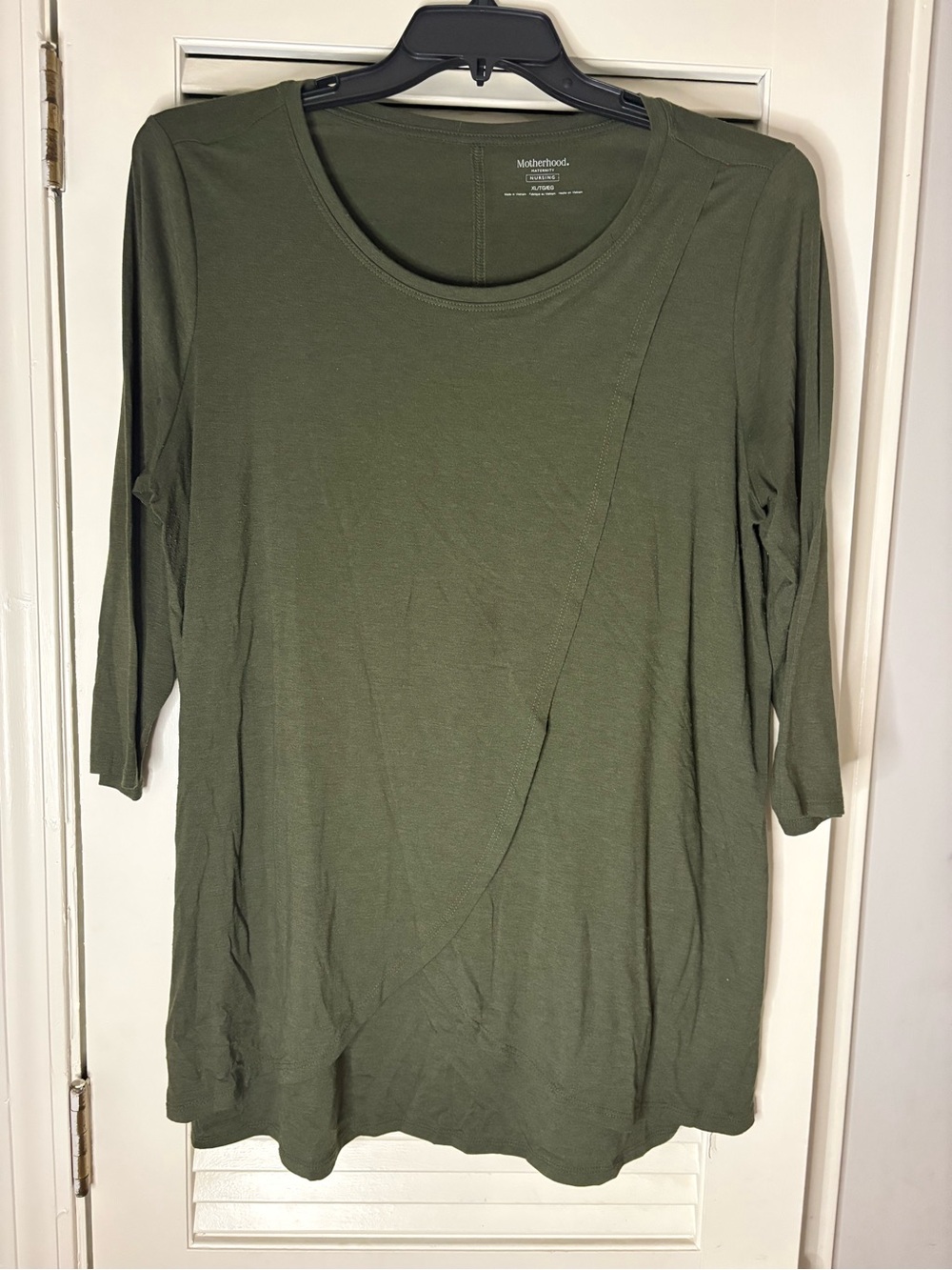 Motherhood Olive Scoop-Neck Nursing Long Sleeve Top